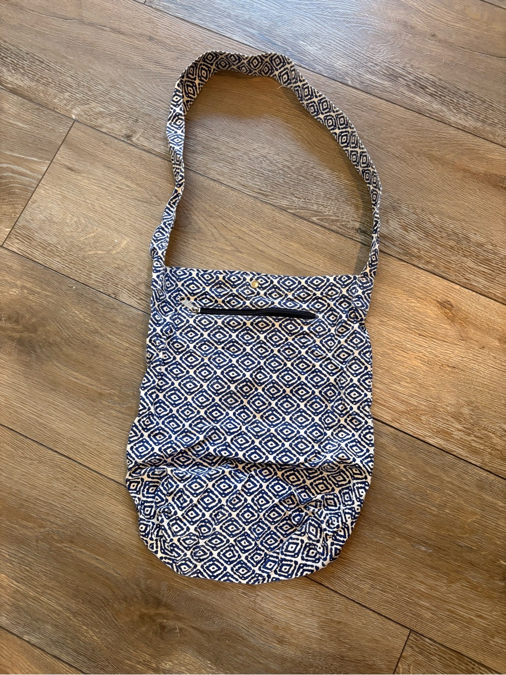 Navy & White Geometric Hobo Crossbody Bag